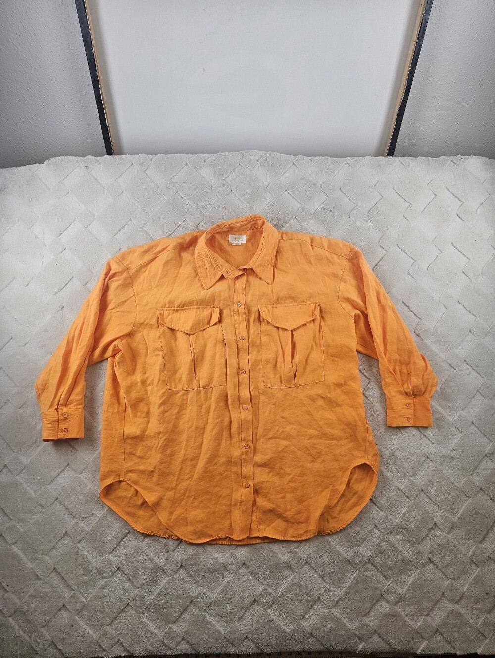 Maeve Bright Orange Long-Sleeve Button-Down Shirt